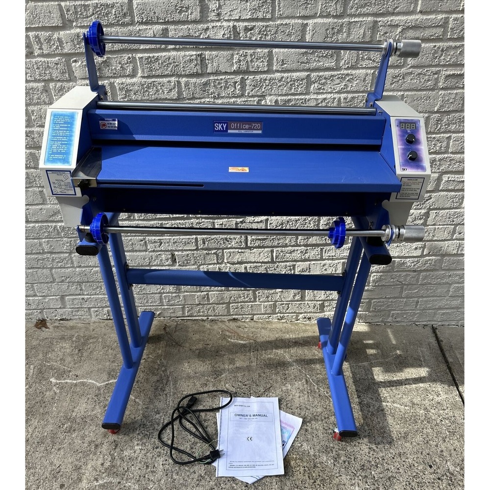 Sky DSB Skylam Office-720 Heated Roller Roll Blue Laminator 220 Volt w/ Stand